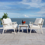 Safavieh Castalia 4Pc Outdoor Living Set Grey Wood/Beige Cushion Wood / Polyester PAT7305B-2BX