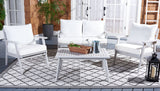 Safavieh Castalia 4Pc Outdoor Living Set Grey Wood/Beige Cushion Wood / Polyester PAT7305B-2BX