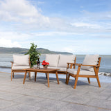 Safavieh Castalia 4Pc Outdoor Living Set Natural Wood/Light Grey Cushion Wood / Polyester PAT7305E-2BX