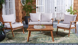 Safavieh Castalia 4Pc Outdoor Living Set Natural Wood/Light Grey Cushion Wood / Polyester PAT7305E-2BX