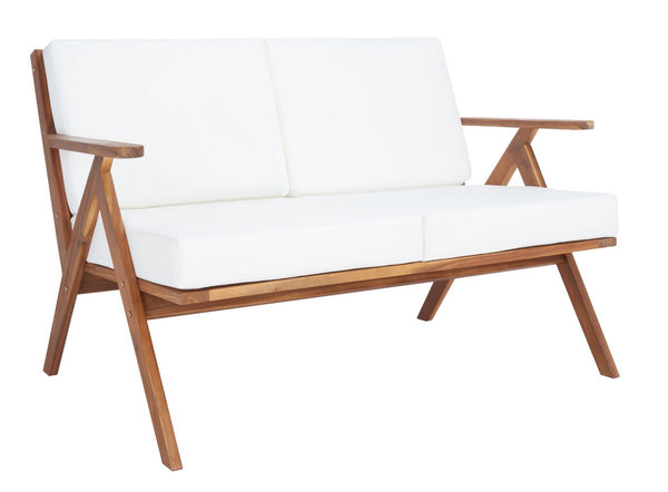 Safavieh Dryad 5Pc Outdoor Living Set Natural/Beige Cushion Wood / Polyester PAT7306A-2BX