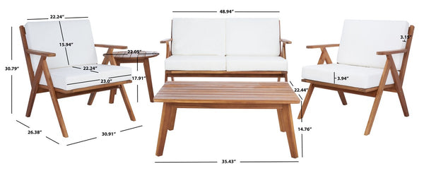 Safavieh Dryad 5Pc Outdoor Living Set Natural/Beige Cushion Wood / Polyester PAT7306A-2BX
