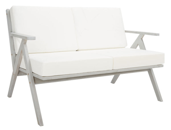 Safavieh Dryad 5Pc Outdoor Living Set Grey Wood/Beige Cushion Wood / Polyester PAT7306B-2BX