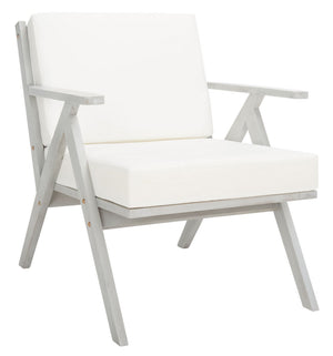 Safavieh Dryad 5Pc Outdoor Living Set Grey Wood/Beige Cushion Wood / Polyester PAT7306B-2BX