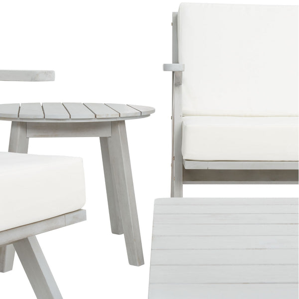 Safavieh Dryad 5Pc Outdoor Living Set Grey Wood/Beige Cushion Wood / Polyester PAT7306B-2BX