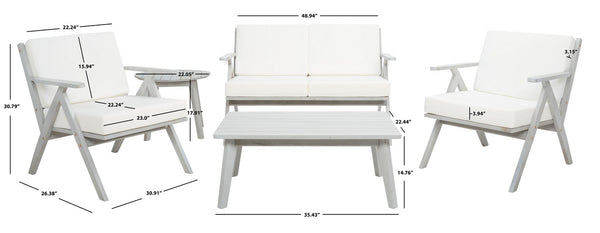 Safavieh Dryad 5Pc Outdoor Living Set Grey Wood/Beige Cushion Wood / Polyester PAT7306B-2BX