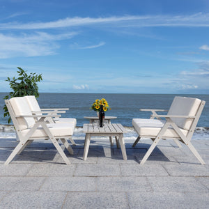 Safavieh Dryad 5Pc Outdoor Living Set Grey Wood/Beige Cushion Wood / Polyester PAT7306B-2BX