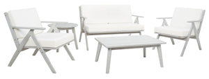 Safavieh Dryad 5Pc Outdoor Living Set Grey Wood/Beige Cushion Wood / Polyester PAT7306B-2BX