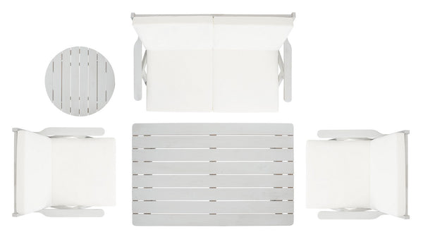 Safavieh Dryad 5Pc Outdoor Living Set Grey Wood/Beige Cushion Wood / Polyester PAT7306B-2BX