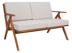 Safavieh Dryad 5Pc Outdoor Living Set Natural Wood/Light Grey Cushion Wood / Polyester PAT7306E-2BX