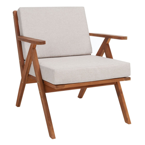 Safavieh Dryad 5Pc Outdoor Living Set Natural Wood/Light Grey Cushion Wood / Polyester PAT7306E-2BX