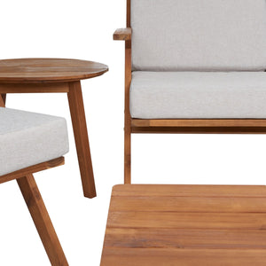 Safavieh Dryad 5Pc Outdoor Living Set Natural Wood/Light Grey Cushion Wood / Polyester PAT7306E-2BX