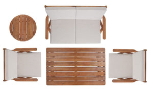 Safavieh Dryad 5Pc Outdoor Living Set Natural Wood/Light Grey Cushion Wood / Polyester PAT7306E-2BX