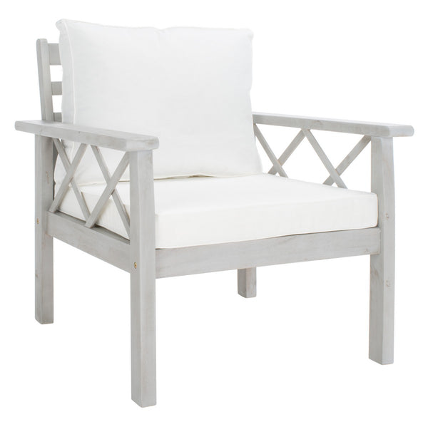 Safavieh Loanna 6Pc Outdoor Living Set Grey Wood/Beige Cushion Wood / Polyester PAT7307B-2BX