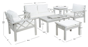 Safavieh Loanna 6Pc Outdoor Living Set Grey Wood/Beige Cushion Wood / Polyester PAT7307B-2BX
