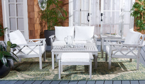 Safavieh Loanna 6Pc Outdoor Living Set Grey Wood/Beige Cushion Wood / Polyester PAT7307B-2BX