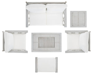 Safavieh Loanna 6Pc Outdoor Living Set Grey Wood/Beige Cushion Wood / Polyester PAT7307B-2BX