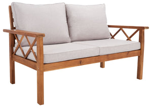 Safavieh Loanna 6Pc Outdoor Living Set Natural Wood/Light Grey Cushion Wood / Polyester PAT7307E-2BX