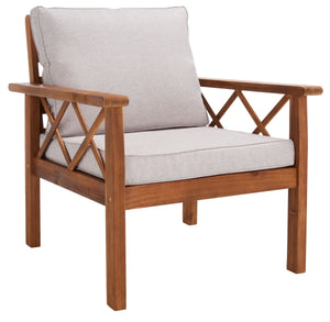 Safavieh Loanna 6Pc Outdoor Living Set Natural Wood/Light Grey Cushion Wood / Polyester PAT7307E-2BX