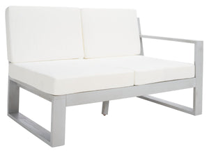 Safavieh Catryn 4Pc Outdoor Living Set Grey Wood/Beige Cushion Wood / Polyester PAT7308B-3BX