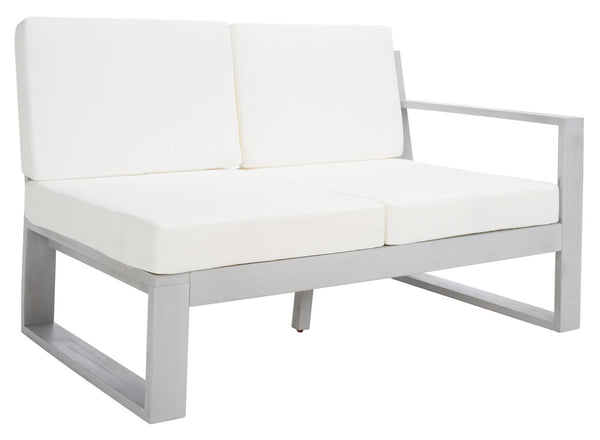 Safavieh Catryn 4Pc Outdoor Living Set Grey Wood/Beige Cushion Wood / Polyester PAT7308B-3BX