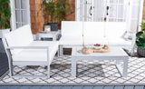 Safavieh Catryn 4Pc Outdoor Living Set Grey Wood/Beige Cushion Wood / Polyester PAT7308B-3BX