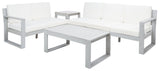 Safavieh Catryn 4Pc Outdoor Living Set Grey Wood/Beige Cushion Wood / Polyester PAT7308B-3BX