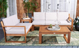 Safavieh Catryn 4Pc Outdoor Living Set Natural Wood/Light Grey Cushion Wood / Polyester PAT7308E-3BX