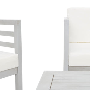 Safavieh Kinnell 4Pc Outdoor  Living Set Grey Wood/Beige Cushion Wood / Polyester PAT7311B-2BX