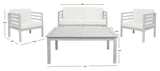 Safavieh Kinnell 4Pc Outdoor  Living Set Grey Wood/Beige Cushion Wood / Polyester PAT7311B-2BX