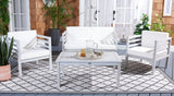 Safavieh Kinnell 4Pc Outdoor  Living Set Grey Wood/Beige Cushion Wood / Polyester PAT7311B-2BX