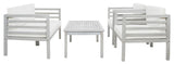 Safavieh Kinnell 4Pc Outdoor  Living Set Grey Wood/Beige Cushion Wood / Polyester PAT7311B-2BX