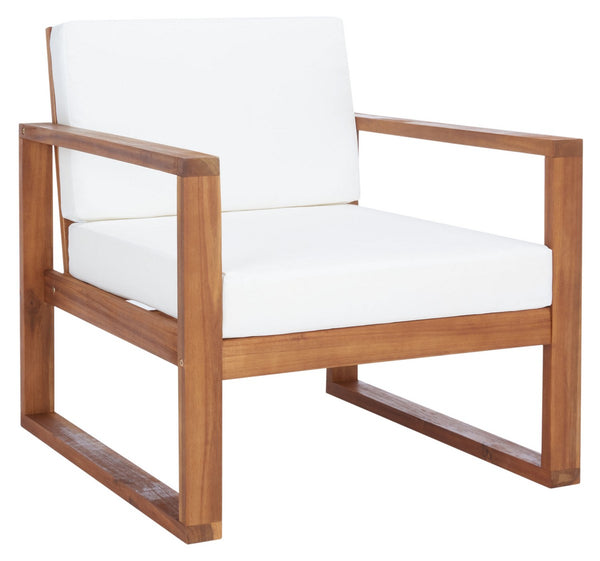 Safavieh Emiko 4Pc Outdoor Living Set Natural/Beige Cushion Wood / Polyester PAT7312A-2BX