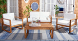 Safavieh Emiko 4Pc Outdoor Living Set Natural/Beige Cushion Wood / Polyester PAT7312A-2BX