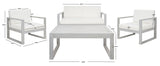 Safavieh Emiko 4Pc Outdoor Living Set Grey Wood/Beige Cushion Wood / Polyester PAT7312B-2BX