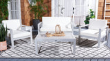 Safavieh Emiko 4Pc Outdoor Living Set Grey Wood/Beige Cushion Wood / Polyester PAT7312B-2BX