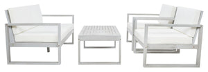 Safavieh Emiko 4Pc Outdoor Living Set Grey Wood/Beige Cushion Wood / Polyester PAT7312B-2BX