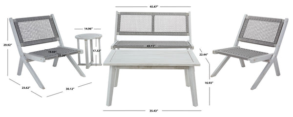 Safavieh Kobina 5Pc Outdoor Living Set Grey/Grey Rope Wood / Nylon Rope PAT7314B-2BX