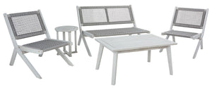 Safavieh Kobina 5Pc Outdoor Living Set Grey/Grey Rope Wood / Nylon Rope PAT7314B-2BX