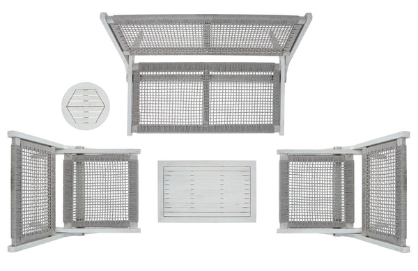 Safavieh Kobina 5Pc Outdoor Living Set Grey/Grey Rope Wood / Nylon Rope PAT7314B-2BX