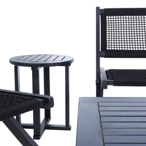 Safavieh Kobina 5Pc Outdoor Living Set Black/Black Rope Wood / Nylon Rope PAT7314C-2BX
