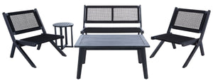 Safavieh Kobina 5Pc Outdoor Living Set Black/Black Rope Wood / Nylon Rope PAT7314C-2BX