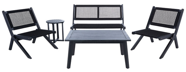 Safavieh Kobina 5Pc Outdoor Living Set Black/Black Rope Wood / Nylon Rope PAT7314C-2BX