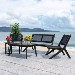 Safavieh Kobina 5Pc Outdoor Living Set Black/Black Rope Wood / Nylon Rope PAT7314C-2BX