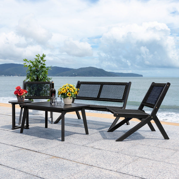 Safavieh Kobina 5Pc Outdoor Living Set Black/Black Rope Wood / Nylon Rope PAT7314C-2BX