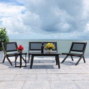 Safavieh Kobina 5Pc Outdoor Living Set Black/Black Rope Wood / Nylon Rope PAT7314C-2BX