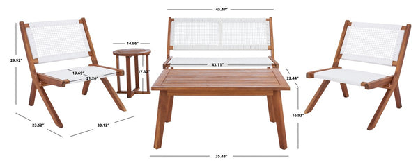 Safavieh Kobina 5Pc Outdoor Living Set Natural/White Rope Wood / Nylon Rope PAT7314D-2BX