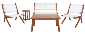 Safavieh Kobina 5Pc Outdoor Living Set Natural/White Rope Wood / Nylon Rope PAT7314D-2BX