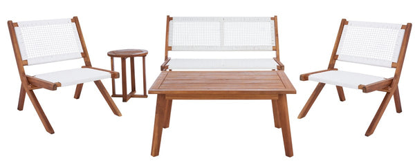 Safavieh Kobina 5Pc Outdoor Living Set Natural/White Rope Wood / Nylon Rope PAT7314D-2BX