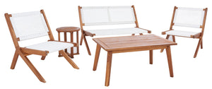 Safavieh Kobina 5Pc Outdoor Living Set Natural/White Rope Wood / Nylon Rope PAT7314D-2BX